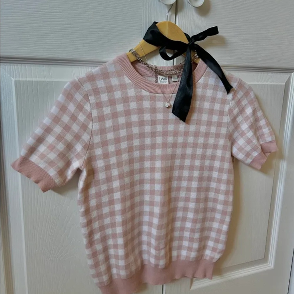 Knit gingham Vichy top